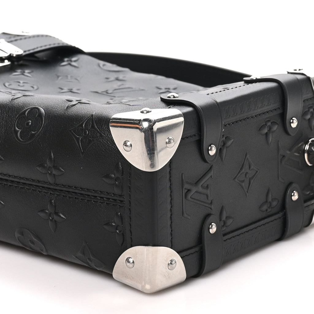 Calfskin Debossed Monogram Side Trunk Black