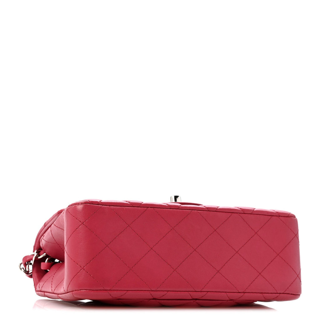 Lambskin Quilted Mini Rectangular Flap Dark Pink