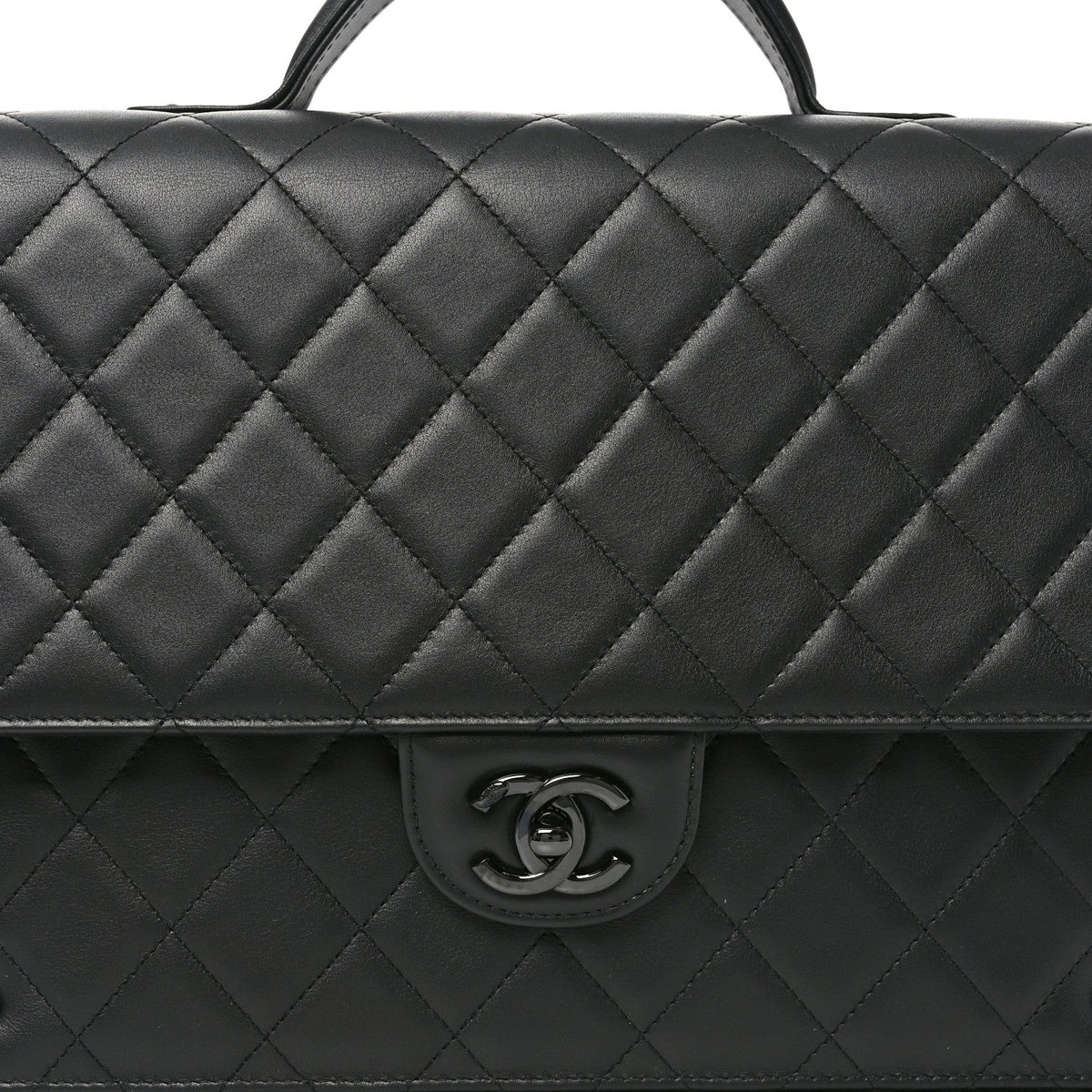 Lambskin Quilted Briefcase Satchel So Black
