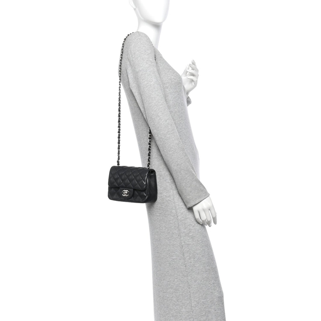 Caviar Quilted Mini Square Flap Black