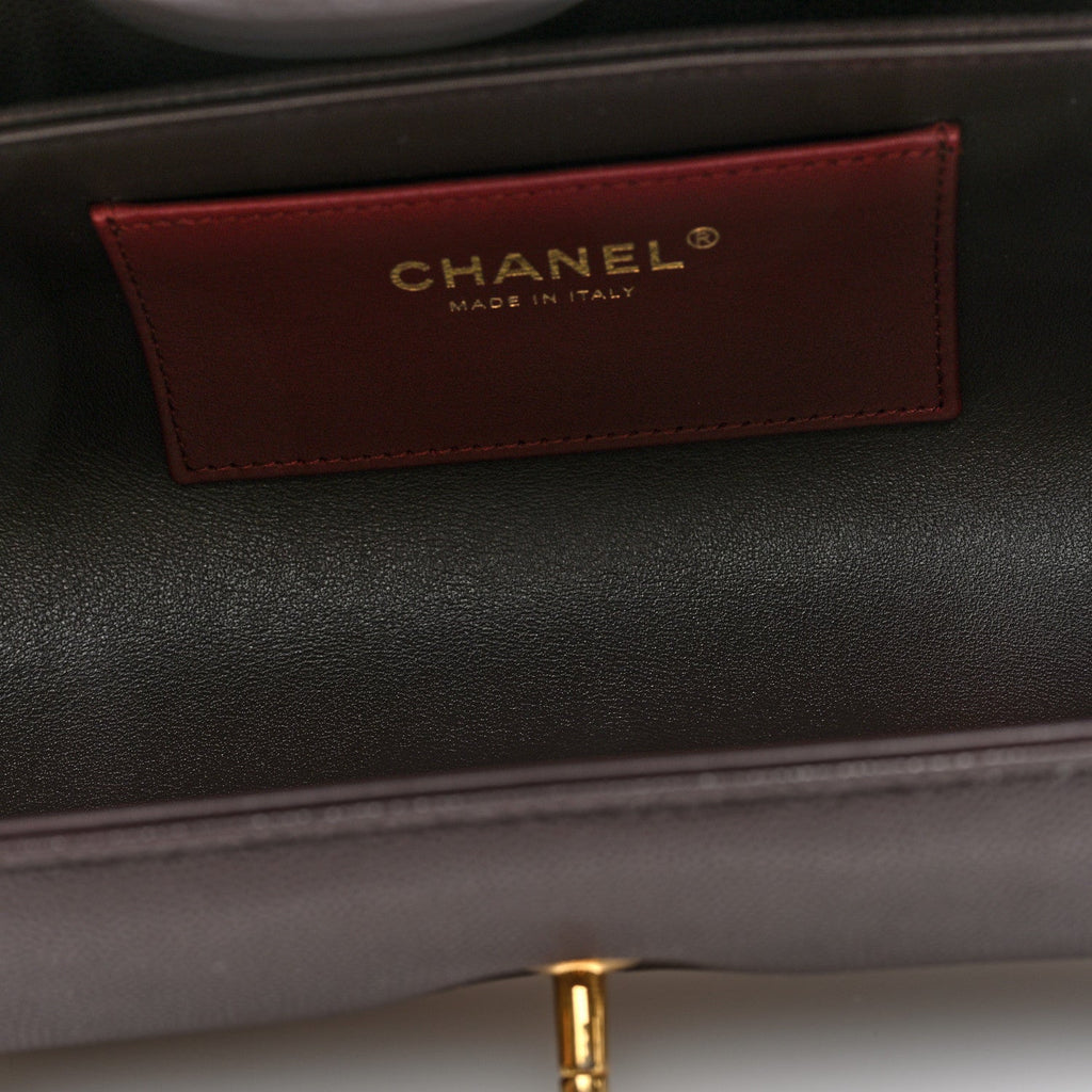Shiny Caviar Preppy Coco Small Bowling Bag Black