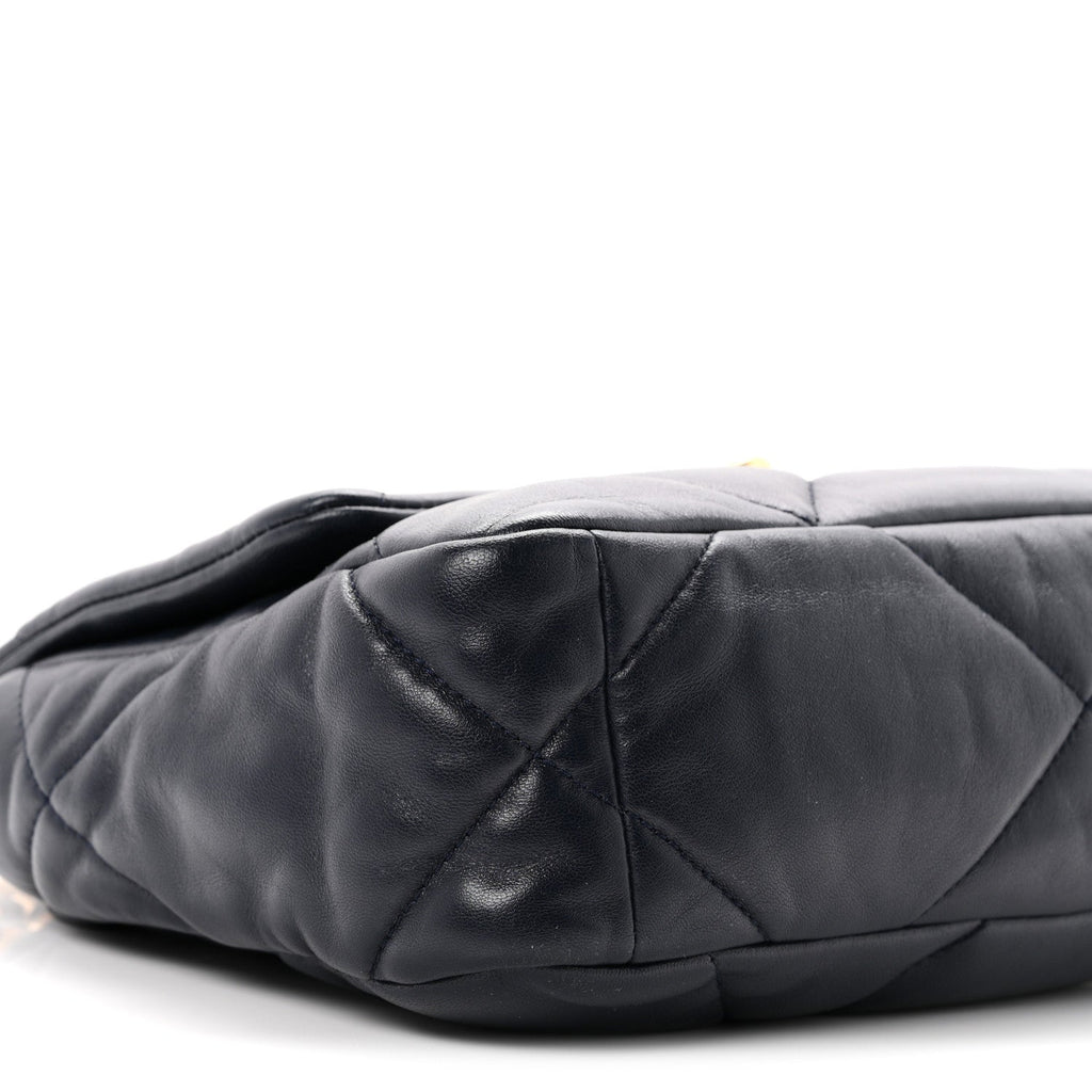 Lambskin Quilted Medium Chanel 19 Flap Navy Blue