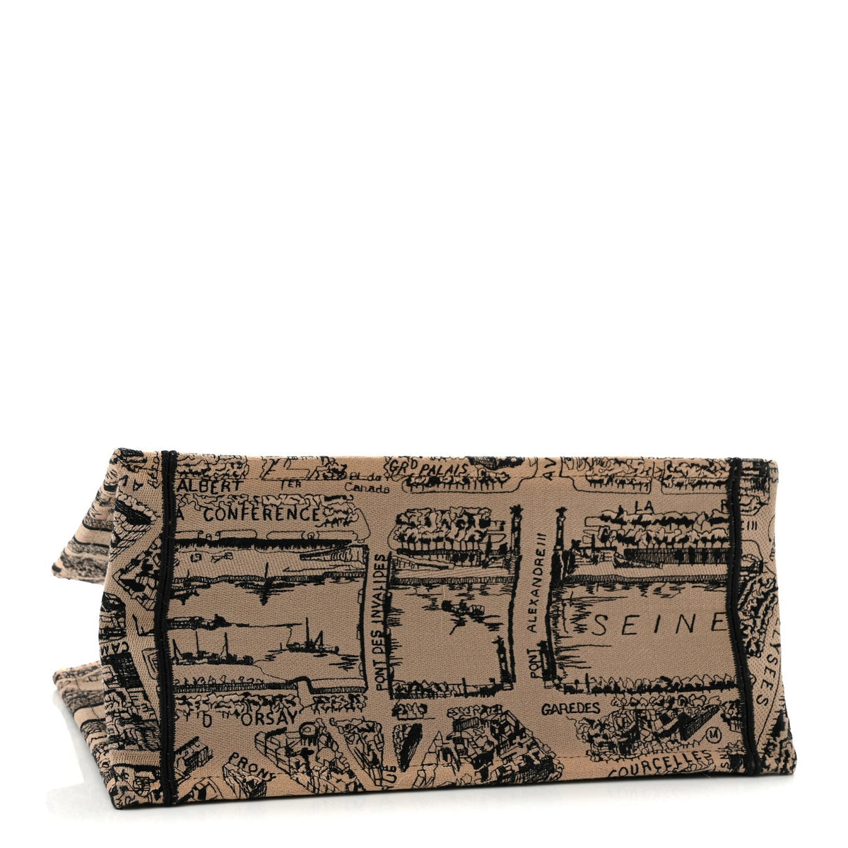 Canvas Embroidered Medium Plan De Paris Book Tote Beige Multi