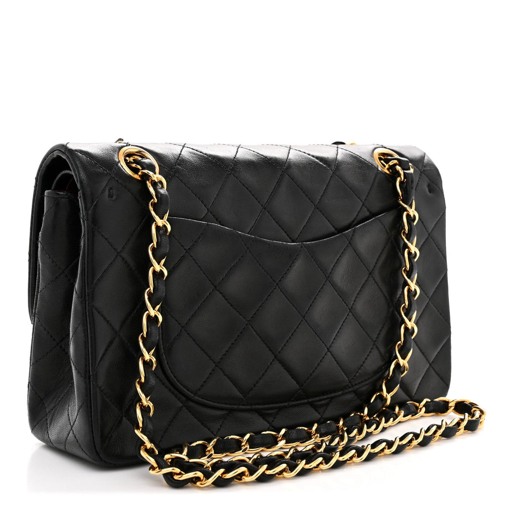 Lambskin Quilted Small Double Flap Black