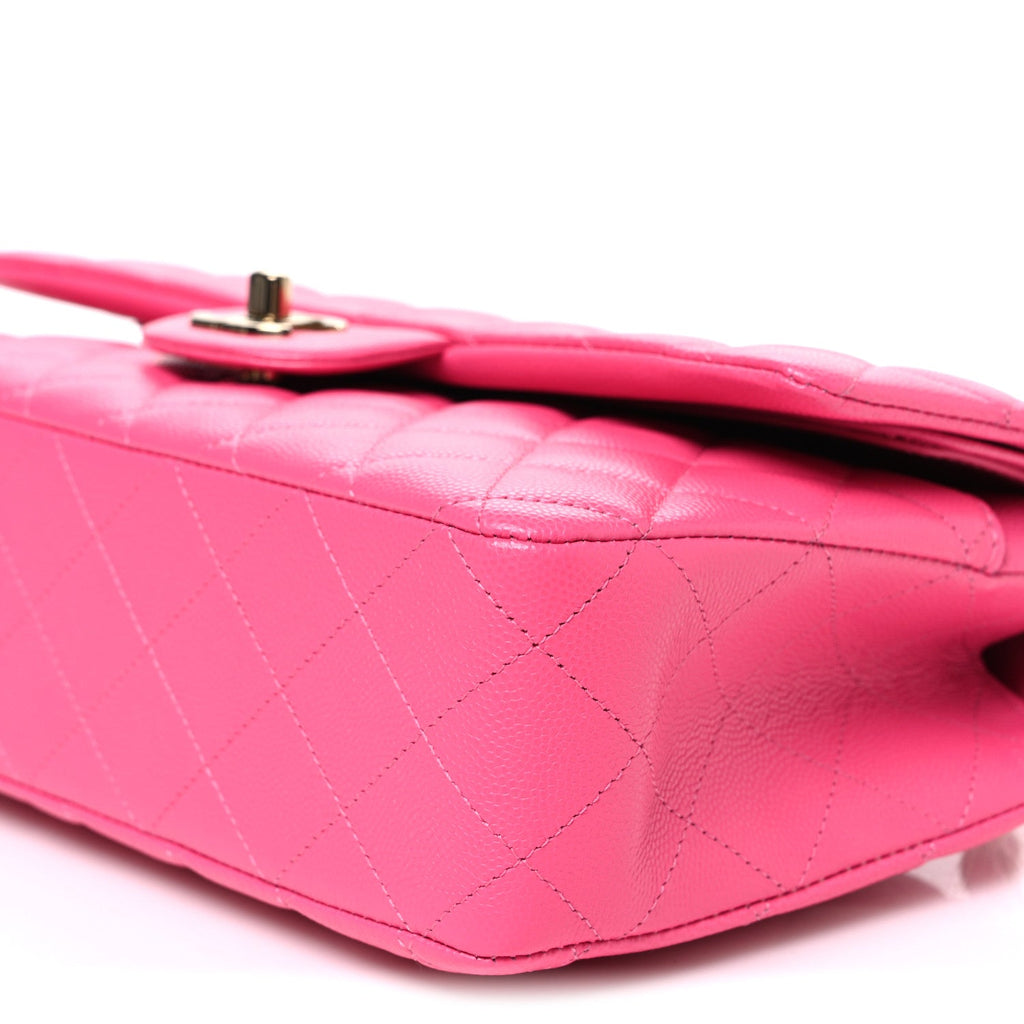 Caviar Quilted Medium Double Flap Dark Pink