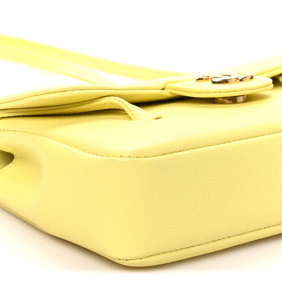Shiny Caviar Mini Preppy Coco Shoulder Bag Light Yellow