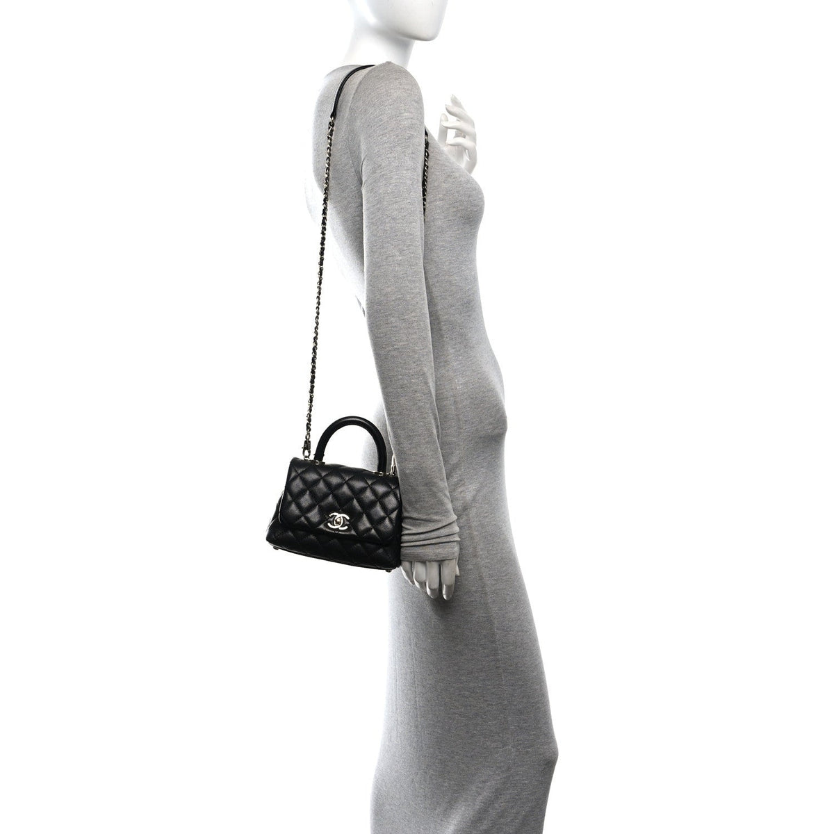 Caviar Quilted Extra Mini Coco Handle Flap Black