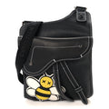 X KAWS Grained Calfskin Bee Saddle Pouch Black