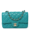 Caviar Quilted Mini Rectangular Flap Blue