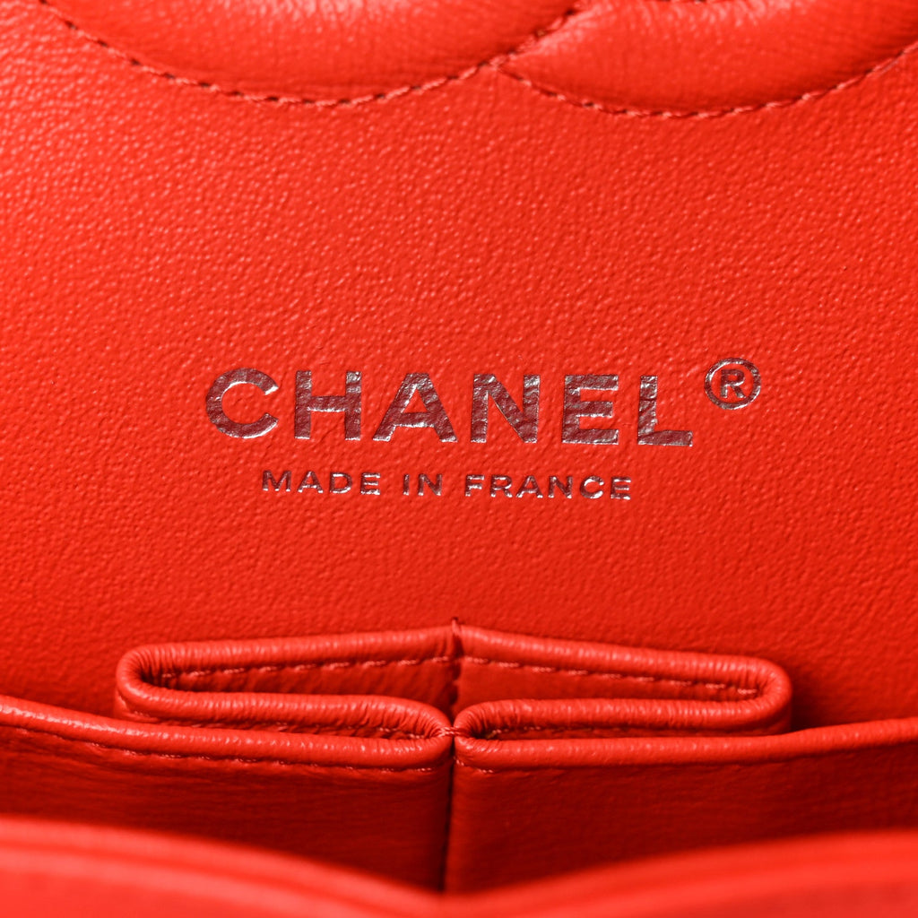 Lambskin Quilted Medium Double Flap Red