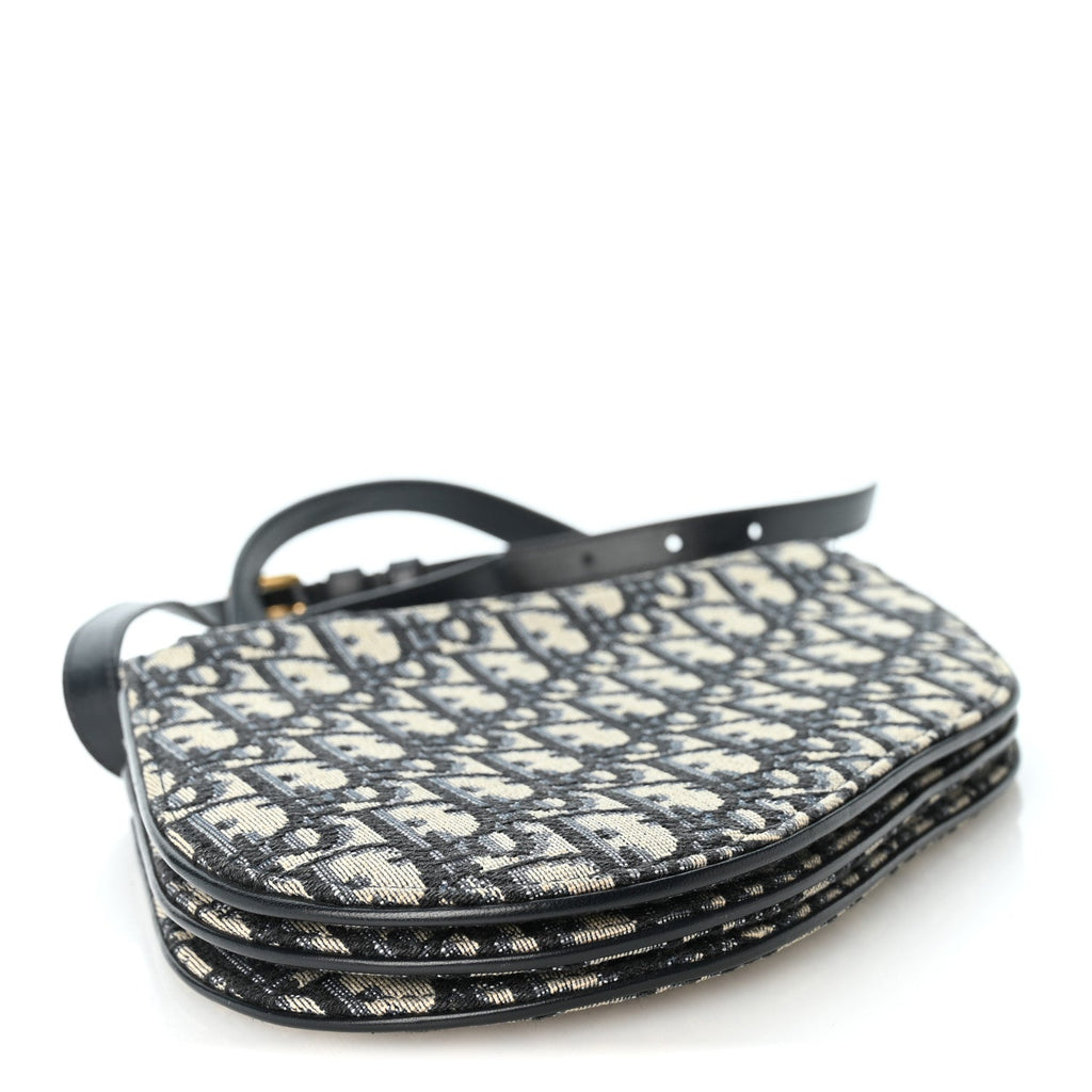 Oblique Saddle Pouch With Strap Navy Blue
