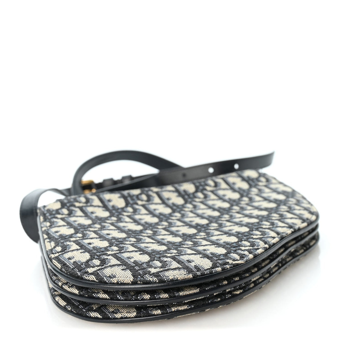 Oblique Saddle Pouch With Strap Navy Blue