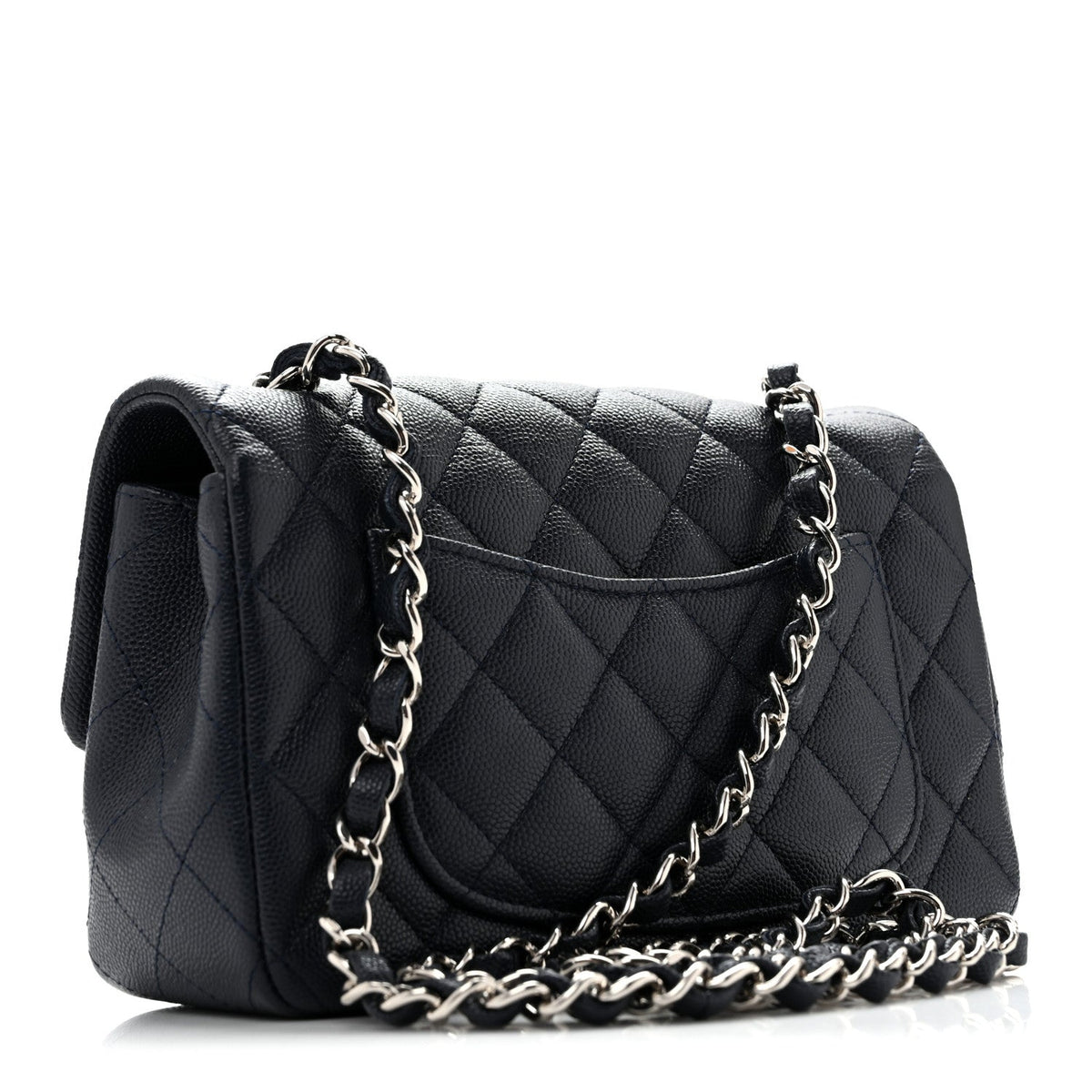 Caviar Quilted Mini Rectangular Flap Navy