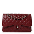Caviar Quilted Jumbo Double Flap Burgundy