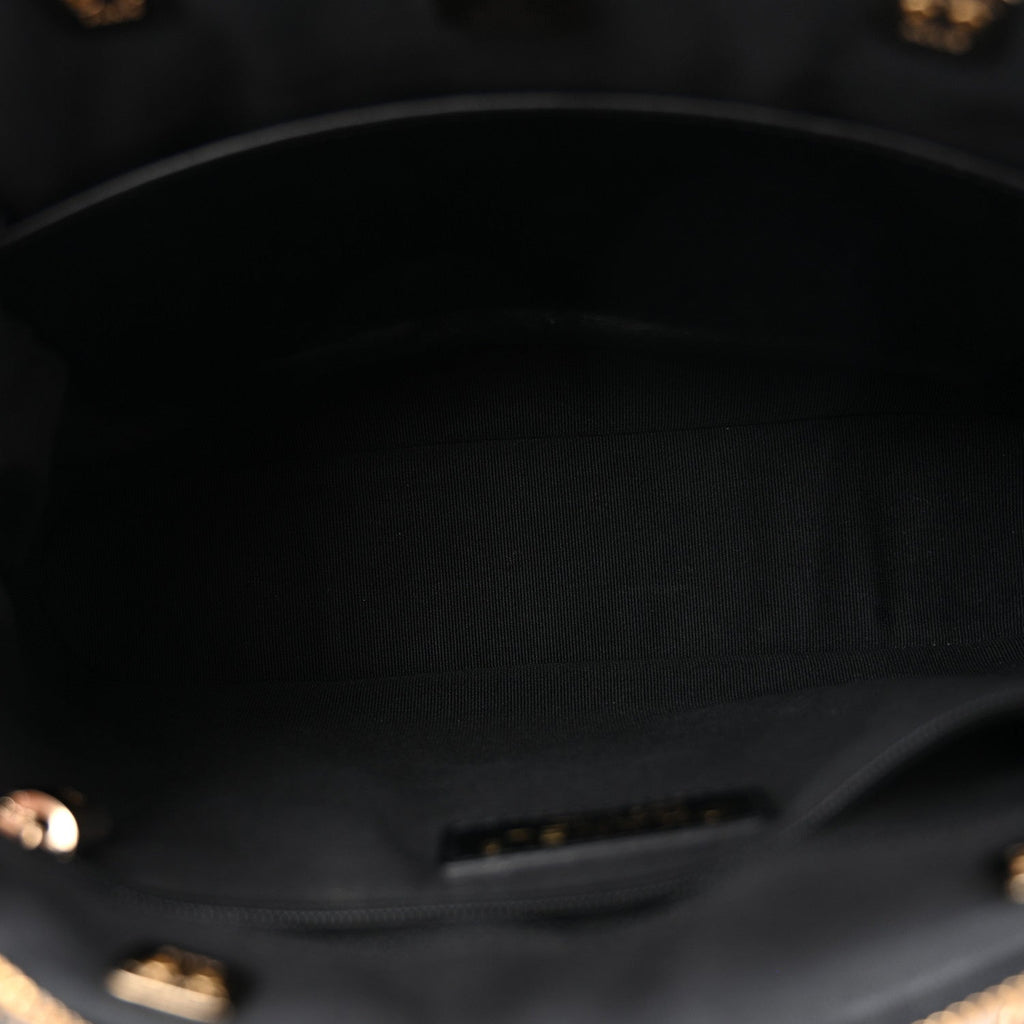 Patent Quilted Shiny Coco Small Shopping Bag Black