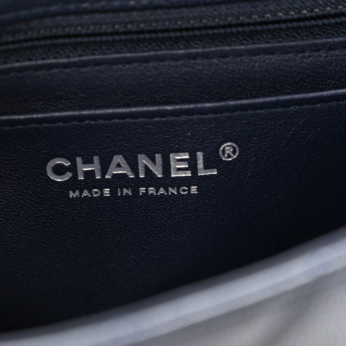 Caviar Quilted Mini Rectangular Flap Navy