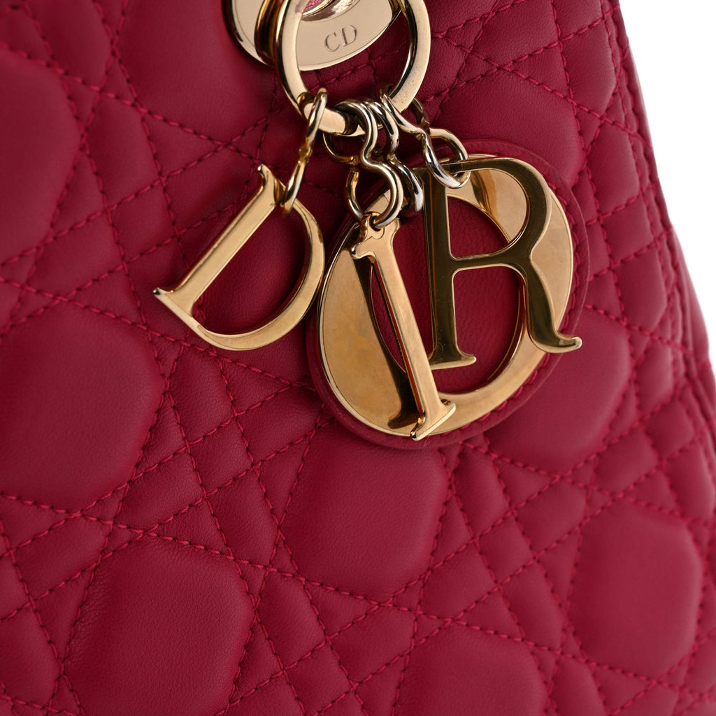 Lambskin Cannage Medium Lady Dior Fuchsia
