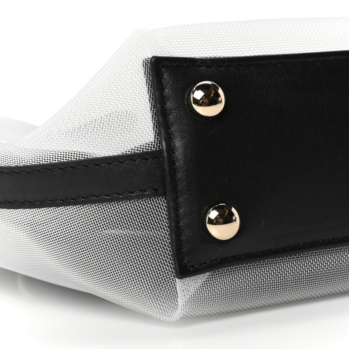 Mesh Calfskin Small Shopping Bag Transparent Black