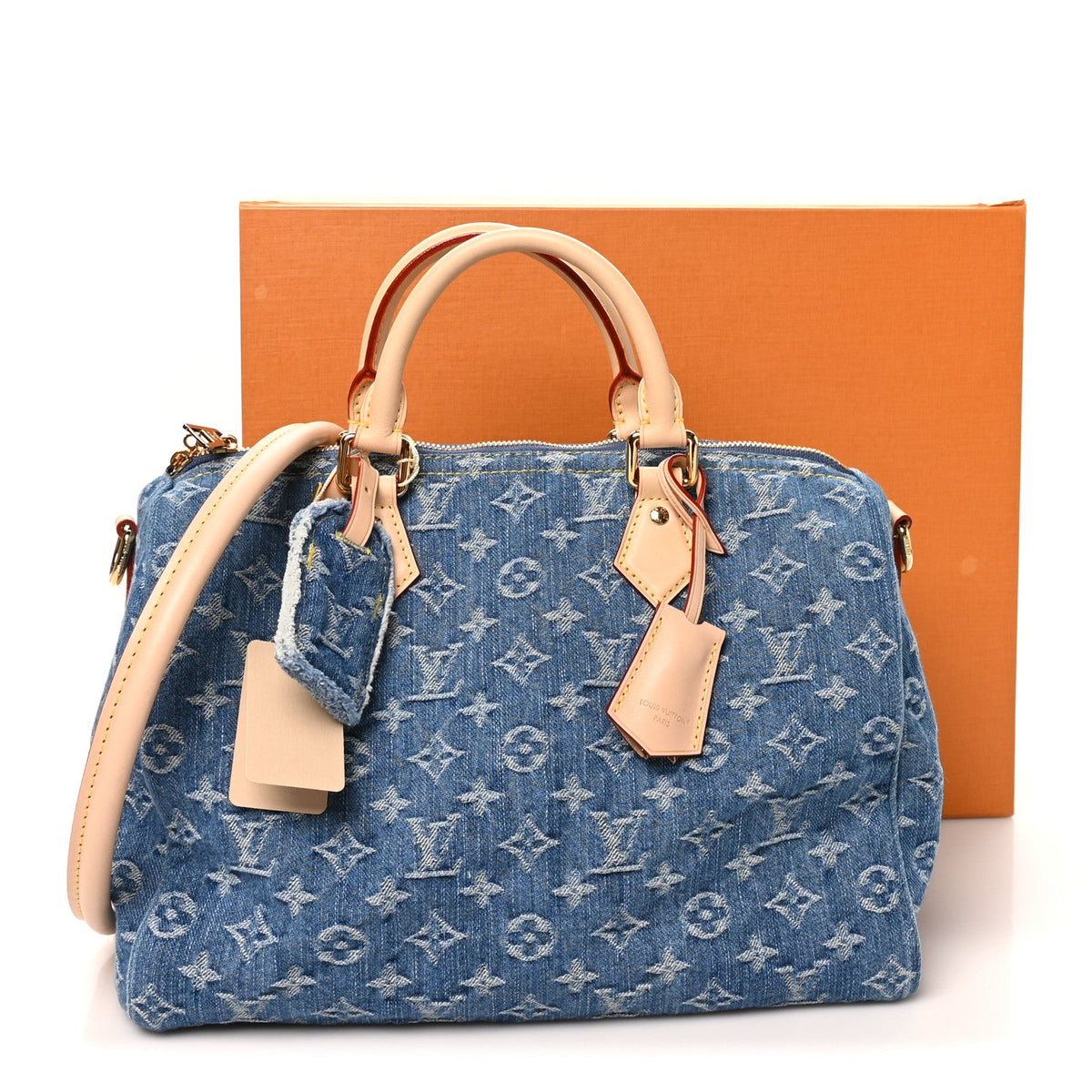 Monogram Denim Speedy Soft 30 Blue