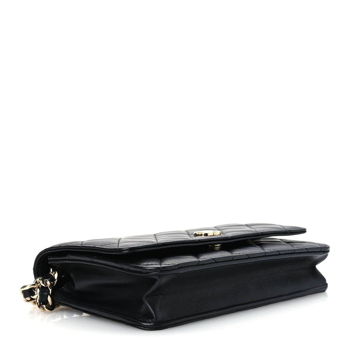 Lambskin Quilted Coco Charms Wallet On Chain Black