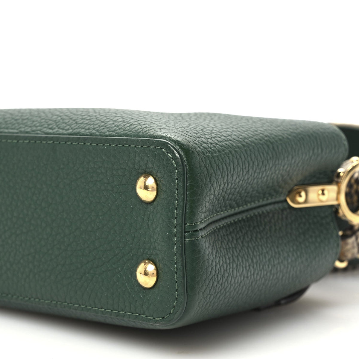 Taurillon Snakeskin Mini Capucines Emeraude Green