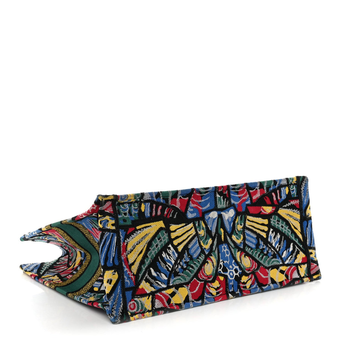 Canvas Embroidered Butterfly Book Tote Black Multicolor