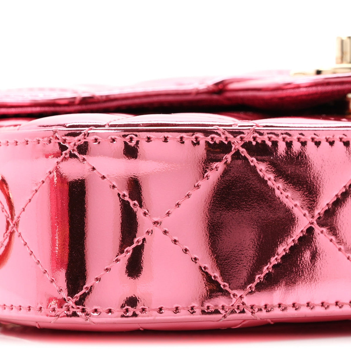 Mirror Calfskin Metallic Lambskin Quilted Hollywood Boulevard Mini Flap With Star Coin Purse Pink