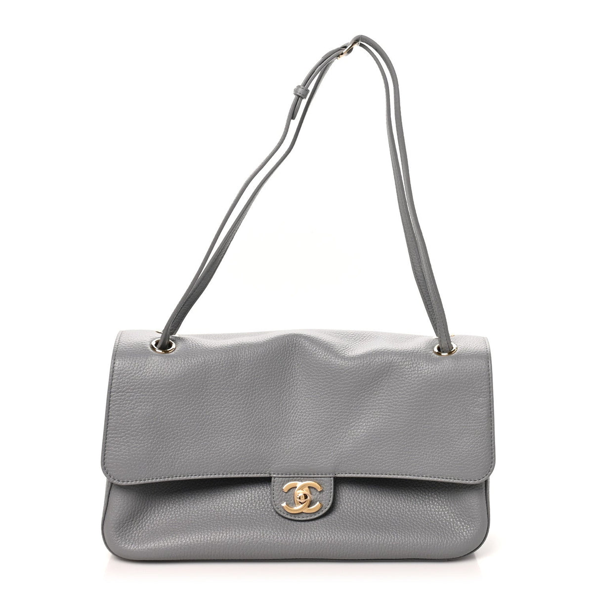 Grained Calfskin Small Souplissimo Maxi Flap Grey