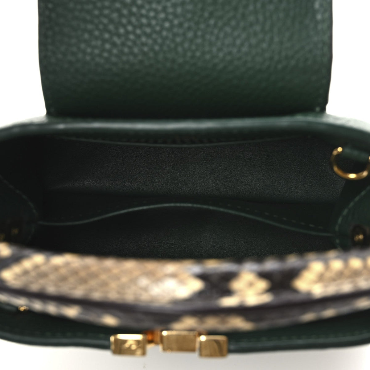 Taurillon Snakeskin Mini Capucines Emeraude Green