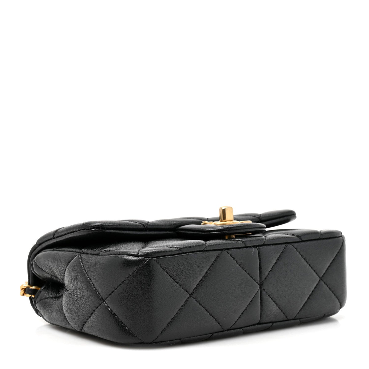 Lambskin Quilted Pearl Mini Flap Black Black