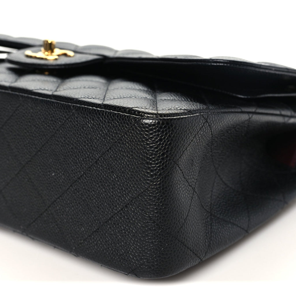 Caviar Quilted Jumbo Double Flap Black