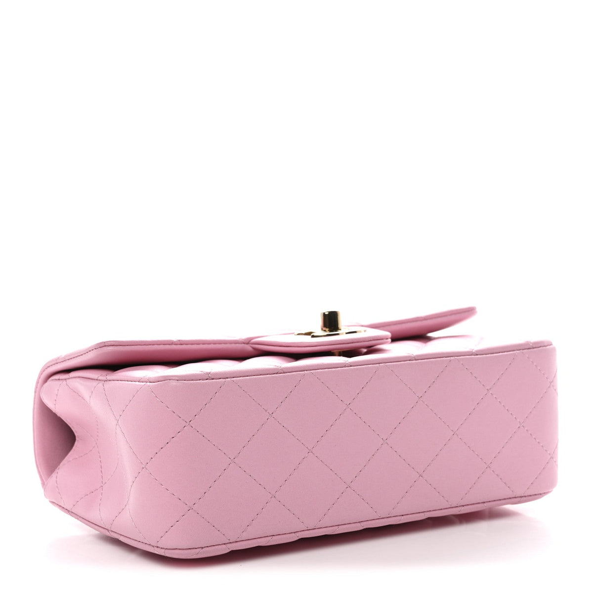 Lambskin Quilted Mini Top Handle Rectangular Flap Pink