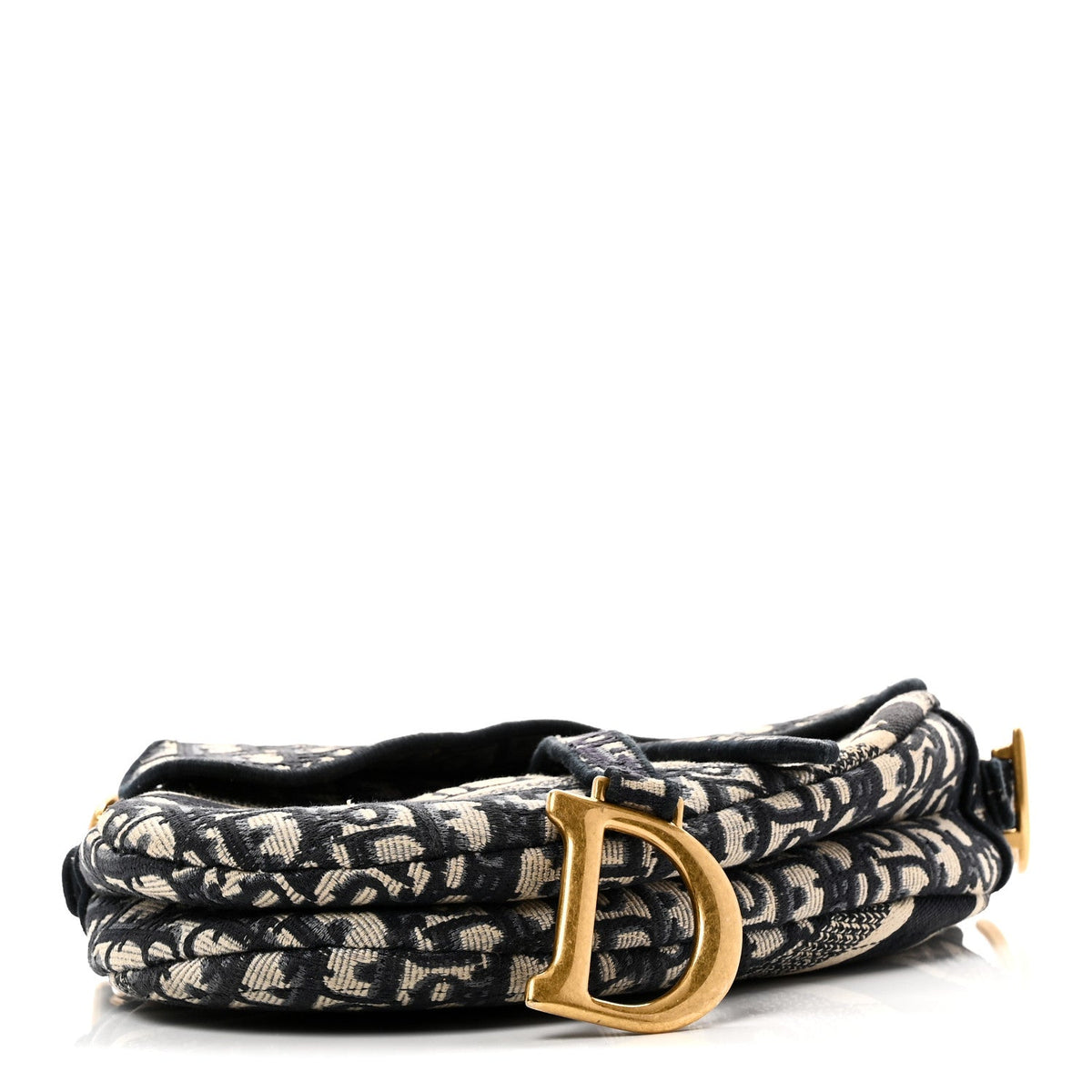 Oblique Embroidered Saddle Bag Blue