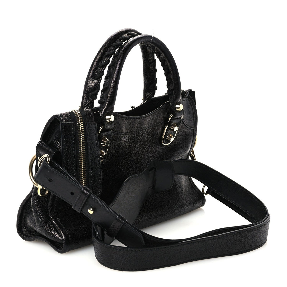 Chevre Gold Metallic Edge Hardware Mini City Black