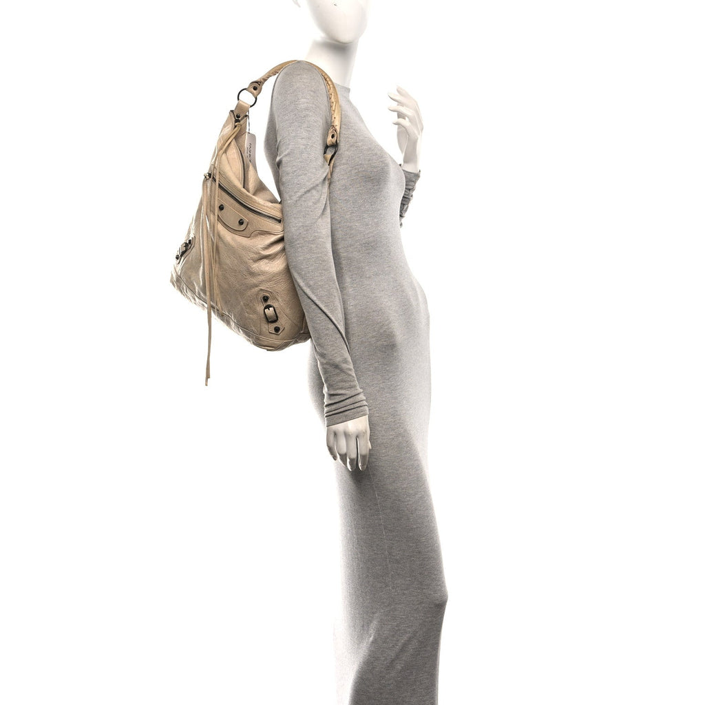Agneau Classic Hardware Day Hobo Beige