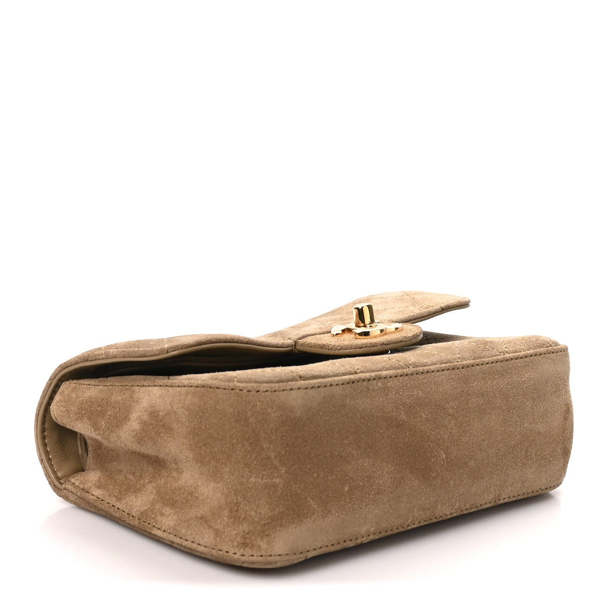 Suede Calfskin Mini Souplissimo Flap Dark Beige