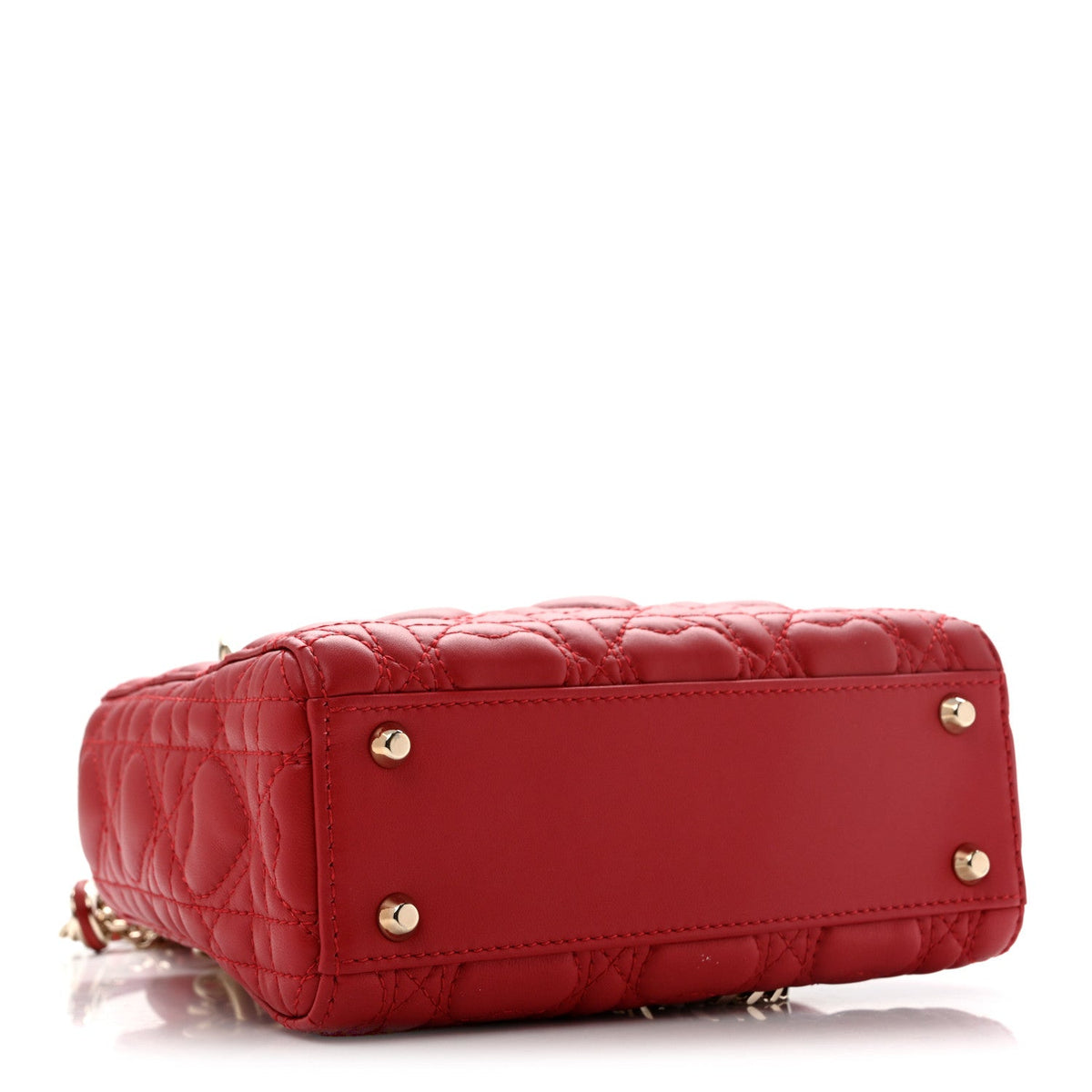 Calfskin Cannage Dioramour Mini Lady Dior Bag Bright Red