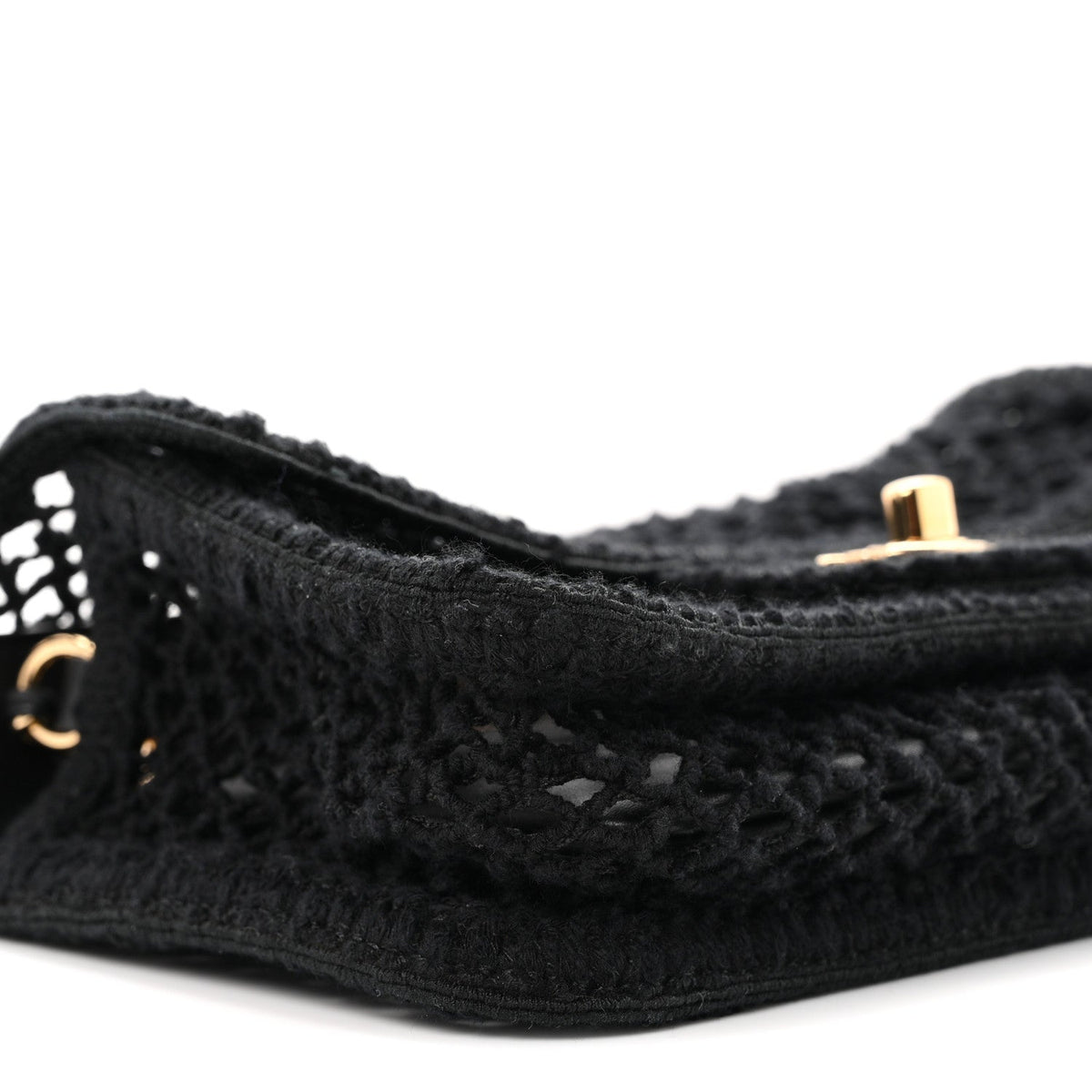 Mesh Macrame Small Flap Bag Black