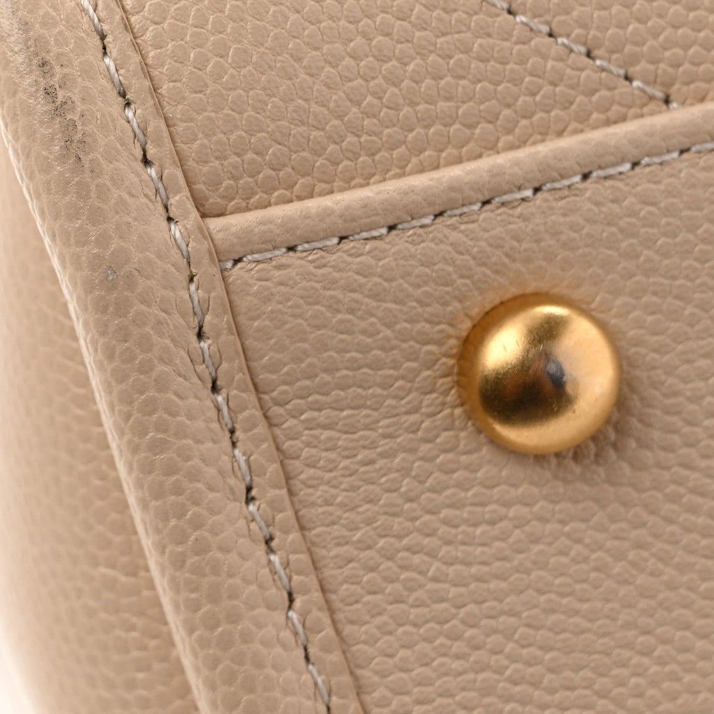 Caviar Stitched Pocket CC Large Tote Beige
