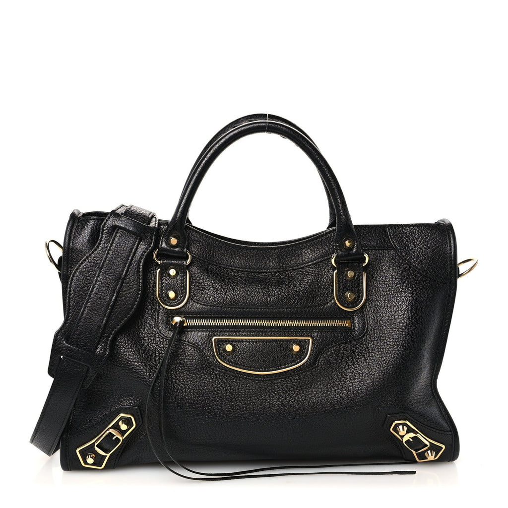 Chevre Gold Metallic Edge Hardware City Black