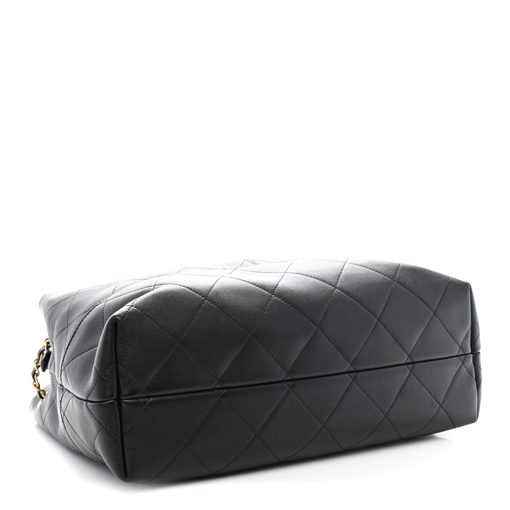 Calfskin Quilted Small Coco Base Shopping Bag Black