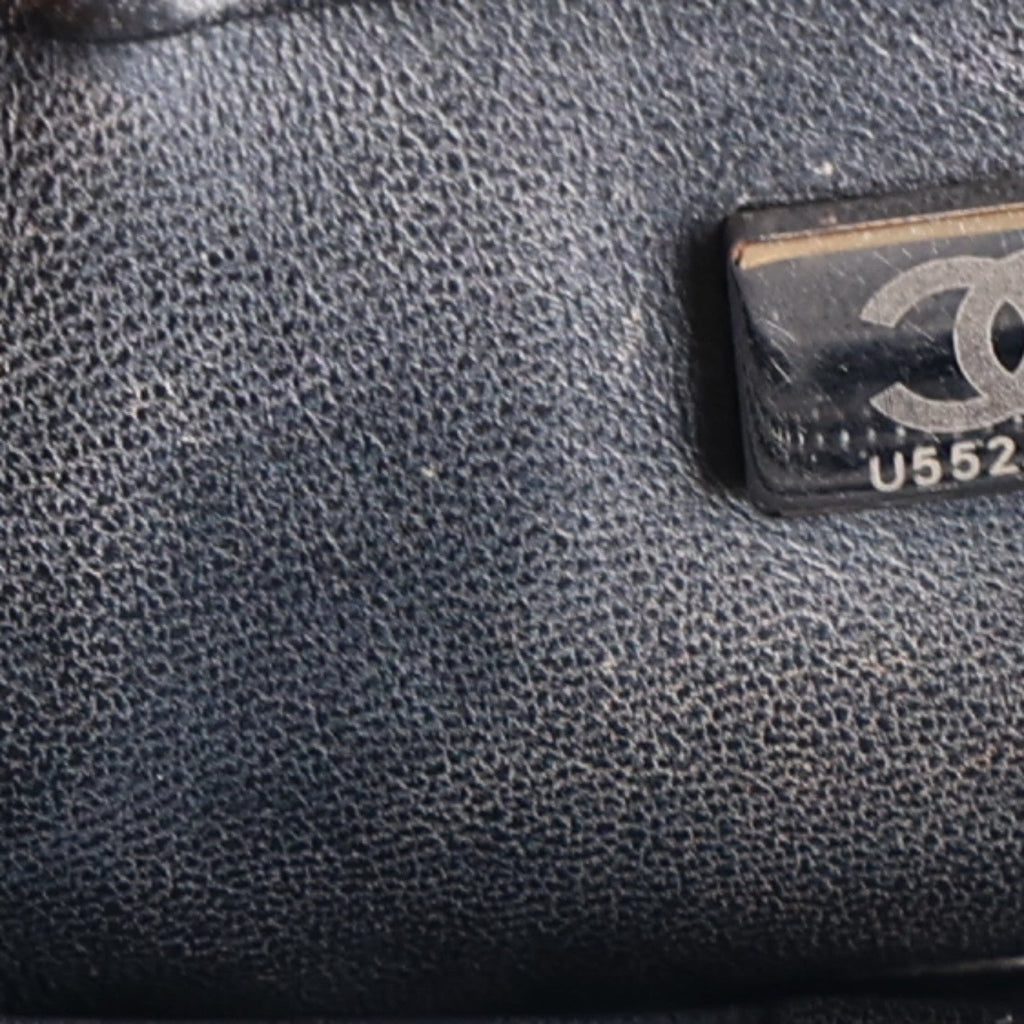Sequin Lambskin Small Flap Black Silver
