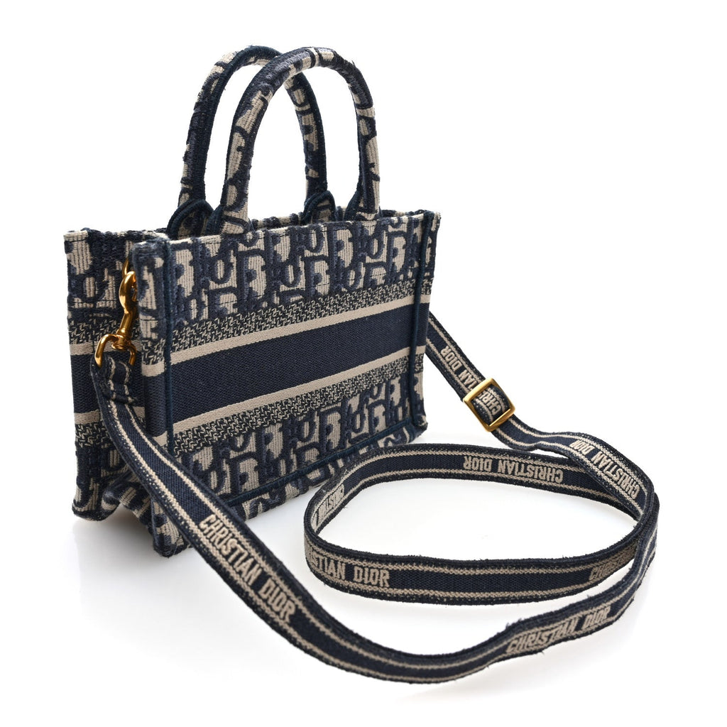 Oblique Mini Book Tote With Strap Blue Multicolor