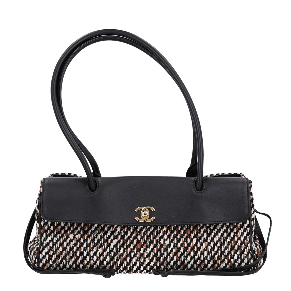 Tweed Calfskin Urban Essentials Small Shopping Bag Black Multicolor