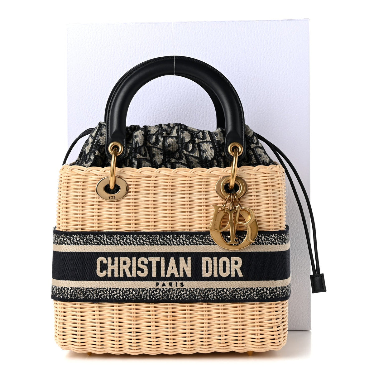 Wicker Oblique Medium Lady Dior Bag Blue