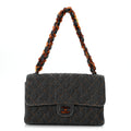 Denim Quilted Tortoise Single Flap Blue