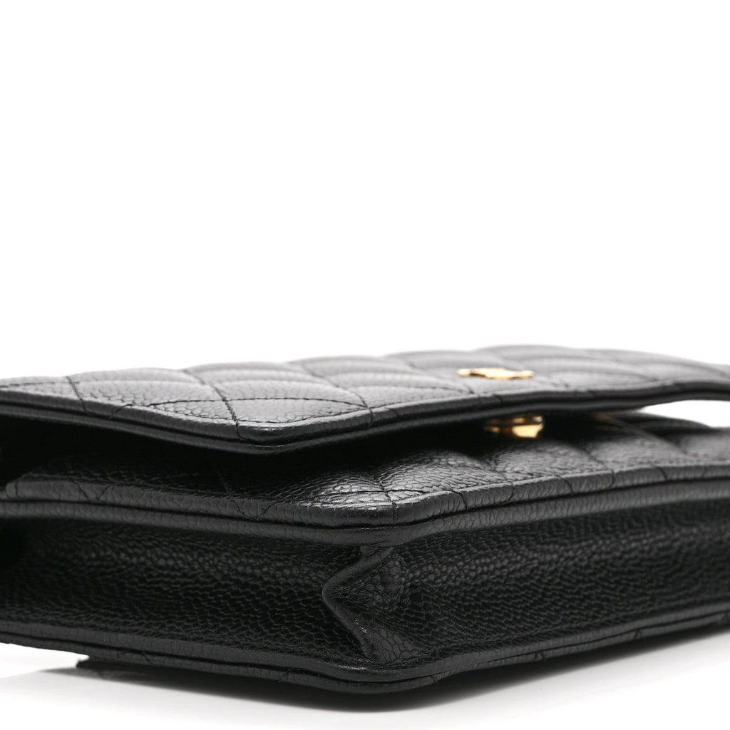 Caviar Quilted Wallet on Chain WOC Black