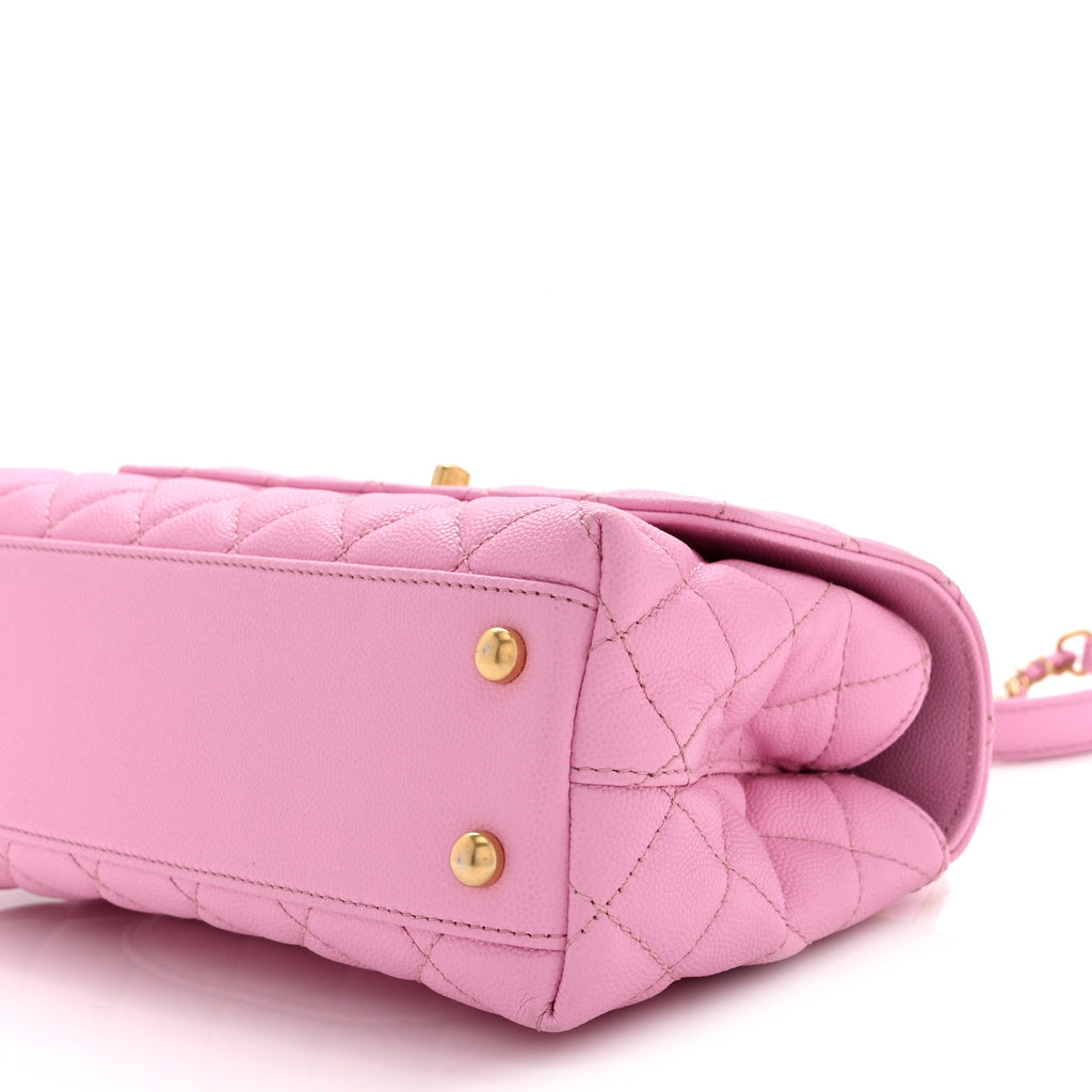 Caviar Quilted Mini Coco Chain Handle Flap Pink