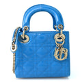 Patent Cannage Mini Lady Dior Blue