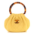 Lambskin Plexiglass Tortoise Shell Quilted Mini Pouch Yellow